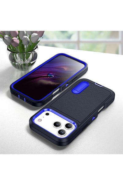 Choice40 iPhone17 Pro Max Black-Navy Heavy Duty Armor Protection Stand Phone ...