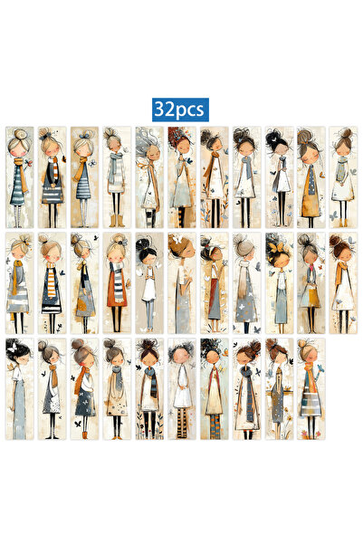 Choice Mixed Color 32pcs, Hand-drawn girl bookmark, back-to-school season, Ch...