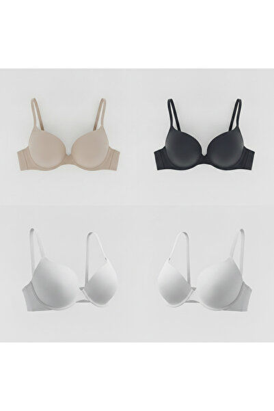 BONBON Women's Unpadded Strapless Bra 3 Colors Black, White, Nude 4-Piece Bra...