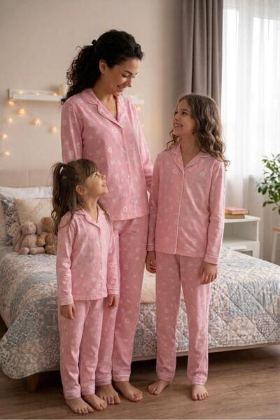 modaminikler Anne-Kız %100 Pamuk Papatya Desenli 2'li Pijama Takımı (Kombini ...