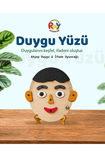 RMY Emotion Face Toy Changing Facial Expressions Find-Plug-Remove Wooden Mont...