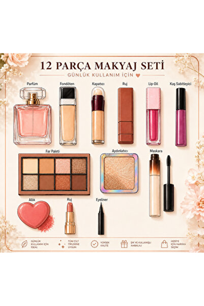 Rose 12 Parça Makyaj Seti