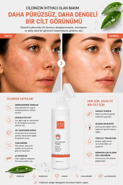 TTO Facial Cleansing Foam Sebum Balancing 200 ml Salicylic Acid and Niacinamide Clinic Daily