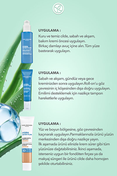 Yves Rocher Hydra Water Plump 3’lü Nem Bakım Seti -Açık Orta - Serum 30 ml&Göz Kremi 15 ml&BB Krem 40 ml