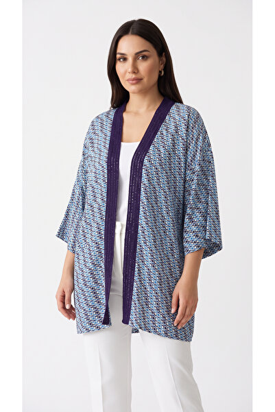 Curly Navy Patterned Kimono