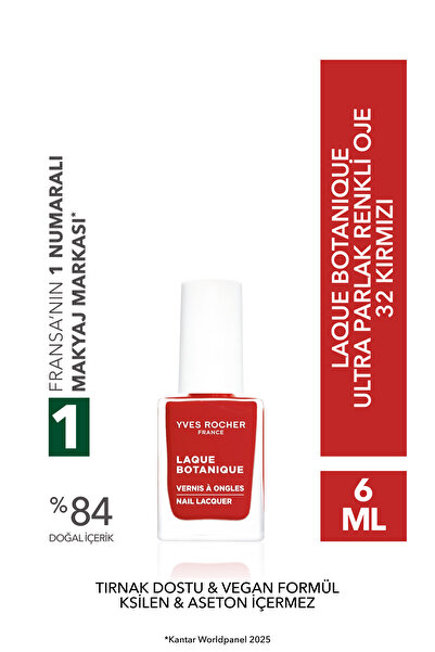 Yves Rocher Laque Botanique Ultra Parlak Renkli Vegan Oje - 32 Kırmızı Tırnak...
