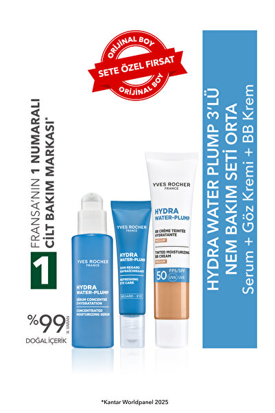 Yves Rocher Hydra Water Plump 3’lü Nem Bakım Seti -Orta-Serum 30 ml &Göz Krem...
