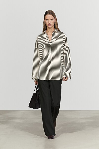 Massimo Dutti Çizgili dökümlü gömlek