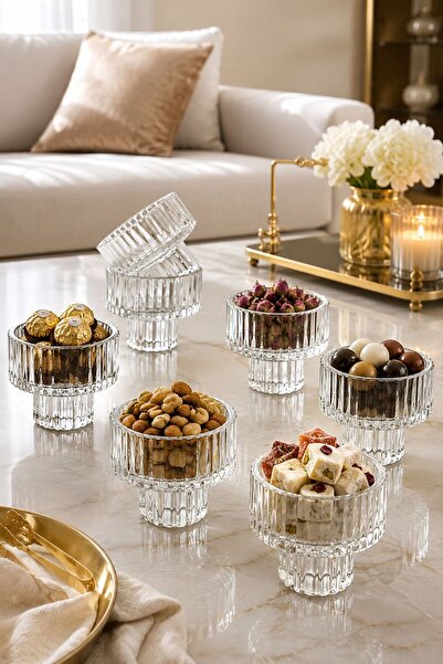 YzHome 6 Lı Ayaklı Pinterest Cam Kahve Yanı Lokumluk Kase 5*6cm