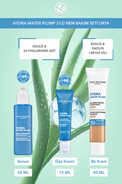 Yves Rocher Hydra Water Plump 3’lü Nem Bakım Seti -Orta-Serum 30 ml &Göz Kremi 15 ml & BB Krem 40 ml