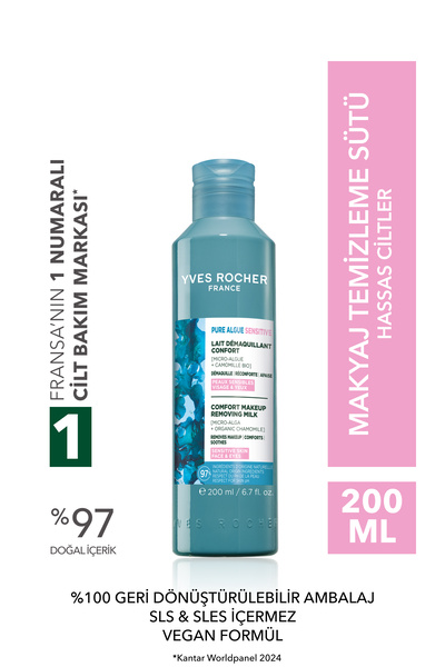 Yves Rocher Makyaj Temizleme Sütü-Hassas Cilt-Pure Algue Sensitive Yatıştırıc...