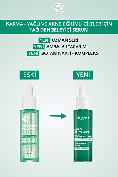 Yves Rocher Arındırıcı Yağ Dengeleyici Serum-Süksinik Asit&Çinko-Sebo Active Clear Botanik Kompleks-30 ml