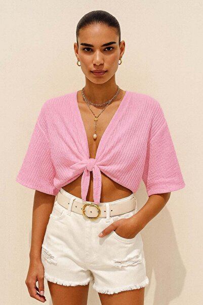HAKKE Bubble tied bat sleeve cardigan