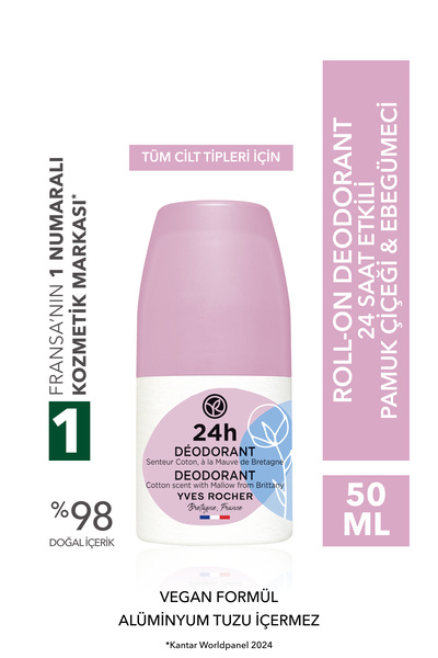 Yves Rocher Ter Kokusu Önleyici 24 Saat Etkili Kadın Roll-On Deodorant- Pamuk...