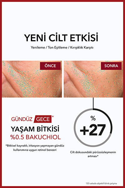 Yves Rocher Bakuchiol (Bitkisel Retinol)Serum-Sıkılaştırıcı,Dolgunlaştırıcı Bitkisel Kolajen ve Hyaluronik Bakım