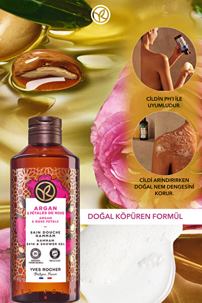 Yves Rocher Duş Jeli - Nemlendirici Oryantal Argan ve Gül - SLS,SLES İçermez,Vegan-400ml