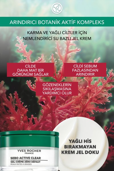 Yves Rocher Karma/Yağlı Cilt Nemlendirici Krem-Çinko&Salisilik Asit-Sebo Active Clear Botanik Kompleks-50ml