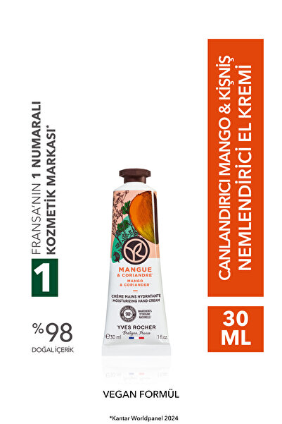 Yves Rocher El Kremi- Nemlendirici Besleyici Canlandırıcı Mango Kişniş- Vegan...