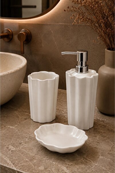 İrya Scallop 3 Piece Bathroom Accessory Set Portabella