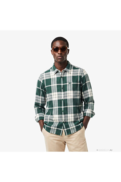 Lacoste Erkek Regular Fit Ekose Koyu Yeşil Gömlek