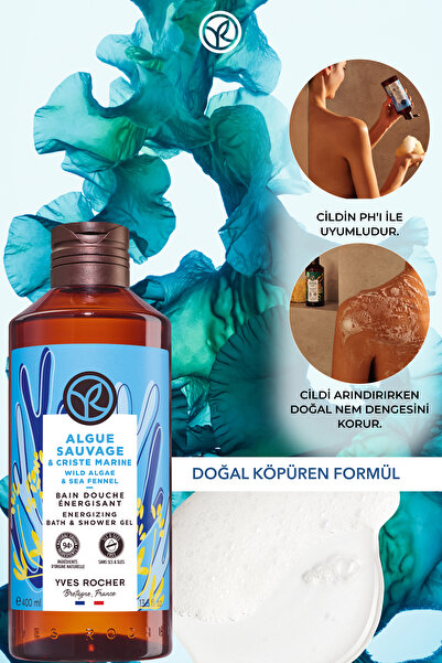Yves Rocher Duş Jeli-Nemlendirici Serinletici Okyanus Esintisi -SLS,SLES İçermez,Vegan-400ml