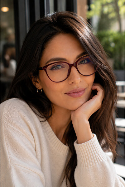 By Donetto Vixen burgundy cateye women's blue light blocking computer screen ...