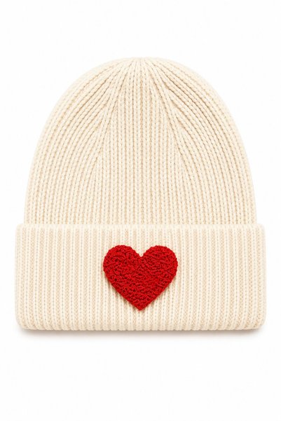 byebruketenci Red Glitter Heart Cream Beret Gift