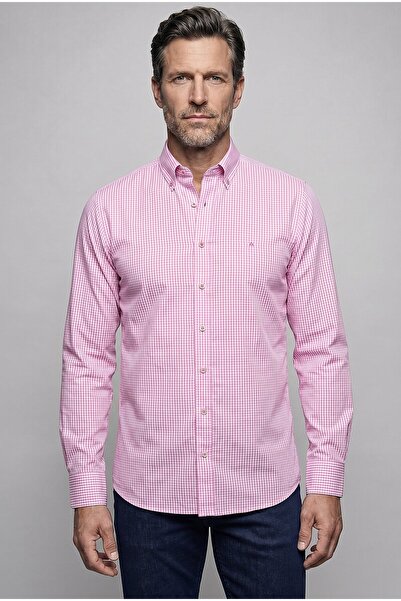 Bisse Pembe Regular Fit Cepsiz Uzun Paşa Yaka Gömlek