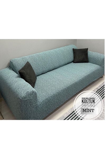 Faiend Düz Jakarlı 3 Kişilik Mint Kanepe Örtüsü | Lastikli Koltuk Örtüsü |çekyat Örtüsü| koltuk kılıfı