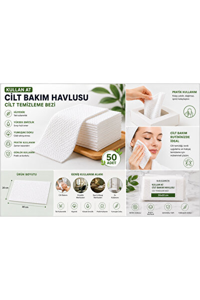 BB KOZMETİK Tek Kullanımlık Cilt Bakım Havlusu,Petek dokulu Cilt Temizleme Be...