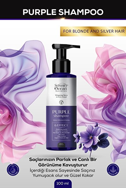 Serenity Ocean Vegan Formula - Purple Hair Shampoo: Yellow, Silver, Copper, P...