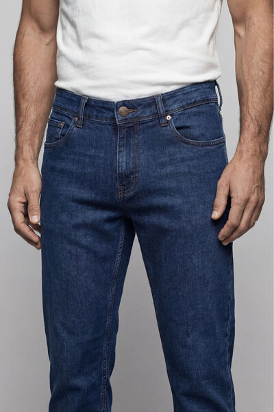 Bisse Lacivert Pamuk Denim Cepli Doğal Jean Pantolon
