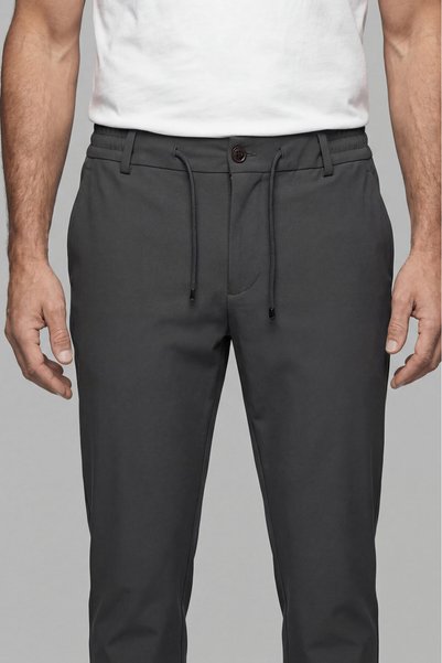 Bisse Khaki Zippered Lace-Up Elastic Sports Jogger Pants