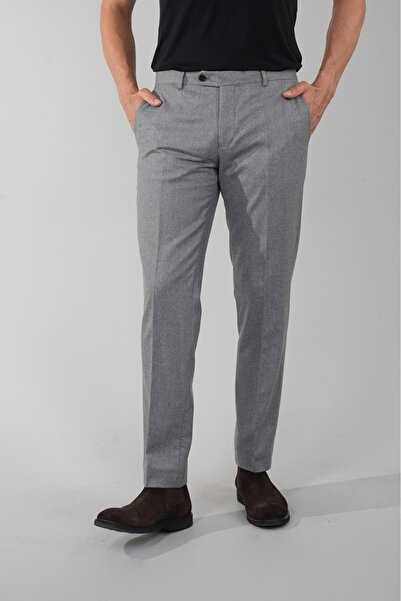 Bisse Gri Yün Flanel Regular Fit Klasik Erkek Pantolon