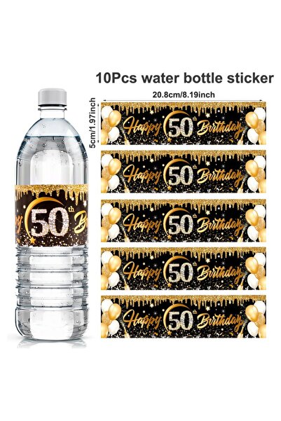 Choice as picture 50th Black Gold Birthday Bottle Sticker Happy 18 21 30 40 5...