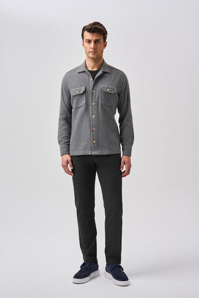 Bisse Studio Men's Long Sleeve Double Pocket Lumberjack Shirt Anthracite