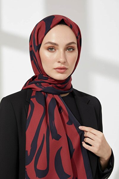 Vissona KREP FIRÇA DARBESİ DESENLİ BORDO RENKLİ 75X195 KIRIŞMAZ ŞAL