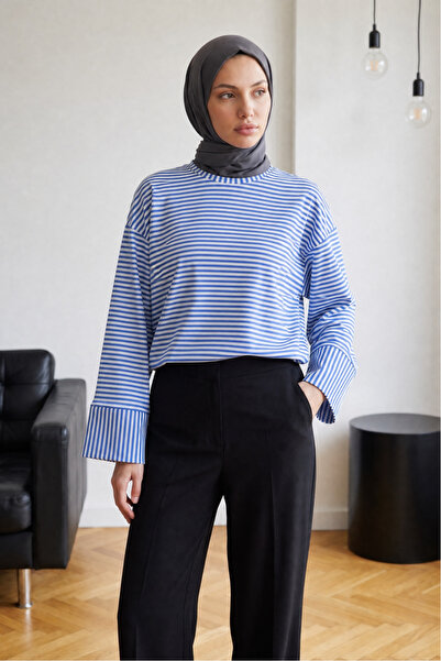 bellura Bisiklet Yaka Yırtmaçlı Viskon Sweat