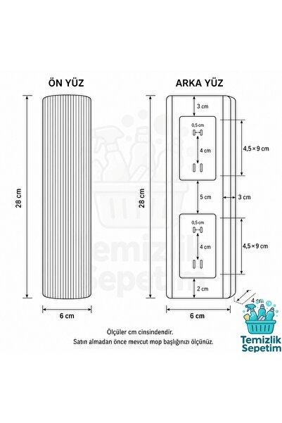 Genel Markalar Kelebek Mop Yedek Sünger Başlık – 28 cm (2 ADET)