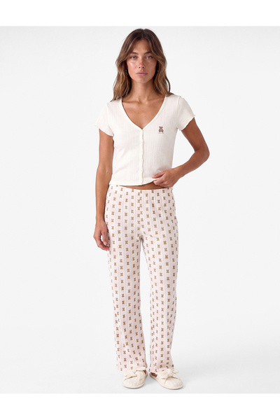 Koton Cotton V-Neck Short Sleeve Pajama Set
