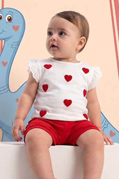 Rocha Baby Heart Detailed Ruffle Detailed Summer Set