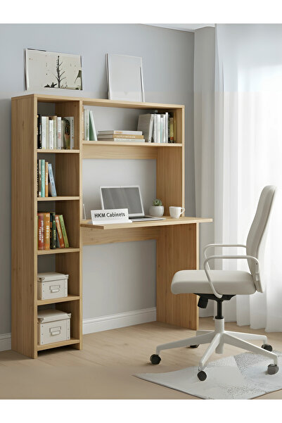 Free Home Premium MDF Ürün Modern Kitaplıklı Çalışma Masası | Raflı Öğrenci v...