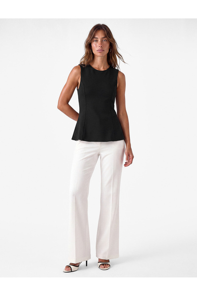 Koton Slim Fit Crew Neck Waist Accent Sleeveless Blouse