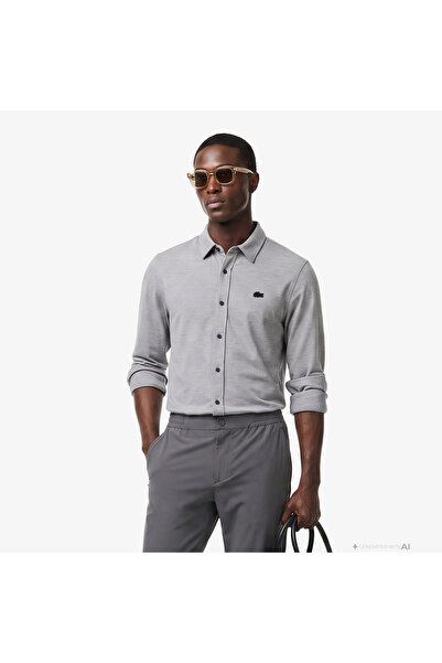 Lacoste Erkek Slim Fit Gri Gömlek