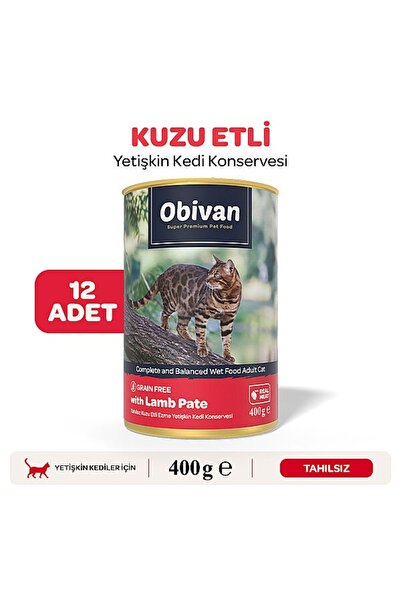 obivan Kuzu Etli Ezme Yetişkin Kedi Konservesi 400 Gr X 12 Adet