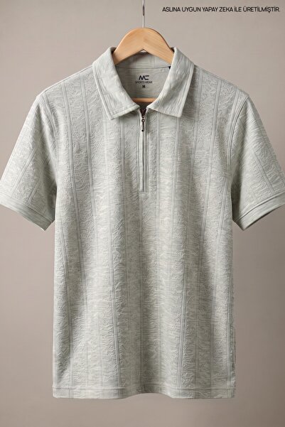 Maccali Men's Trend Premium Comfortable Green Linen Polo Collar T-Shirt
