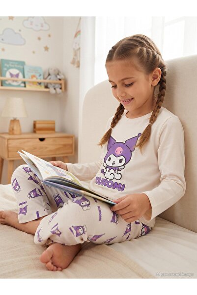 kuromi 2-5 Yaş Pijama Takımı - Ekru