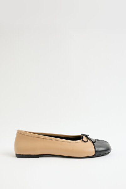 LUTVELIZADE Babet 2516 - Nude - Black Women's Babet with Knot Detail on the Toe