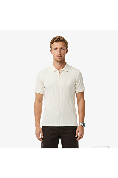 Lacoste Erkek Regular Fit Çizgili Beyaz Polo