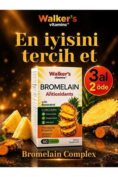 Walkers Bromelain yeşil çay, krom, curcumin, berberine, resveratrol.